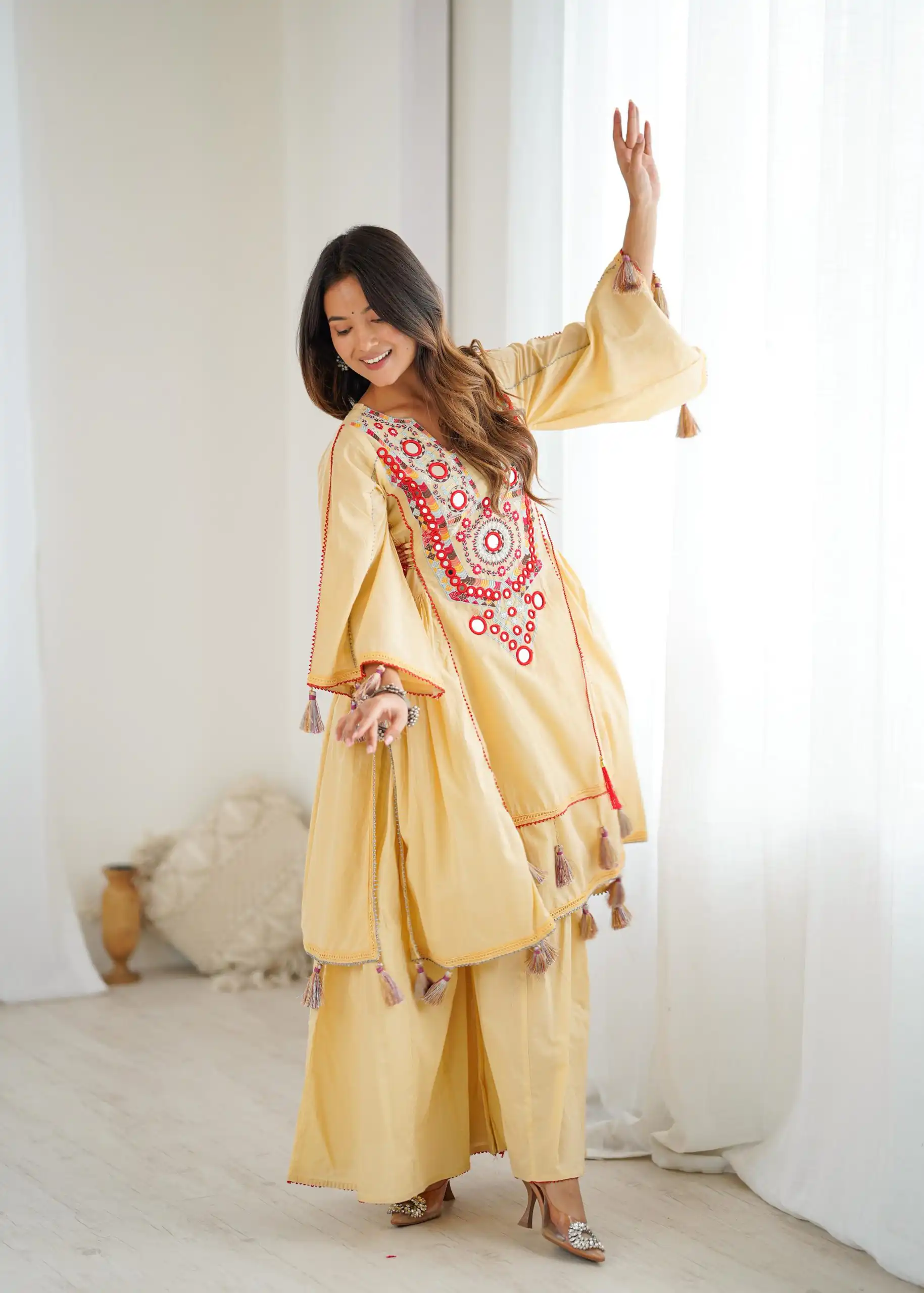 SRK 5286 Cream in Khadi Cotton Mirror Work & Embroidery Work Salwar Suit . Now at just ₹2099. Delivery 4-6 Working Days. Shop now. | Casual Suits, Jump Suits, Creative suits, Designer Suits, Palazzo Suits, Party Wear Suits, Patiala Suits, Salwar suit, Straight Suits