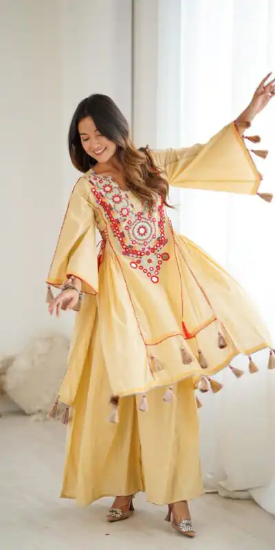 SRK 5286 Cream in Khadi Cotton Mirror Work & Embroidery Work Salwar Suit . Now at just ₹2099. Delivery 4-6 Working Days. Shop now. | Casual Suits, Jump Suits, Creative suits, Designer Suits, Palazzo Suits, Party Wear Suits, Patiala Suits, Salwar suit, Straight Suits