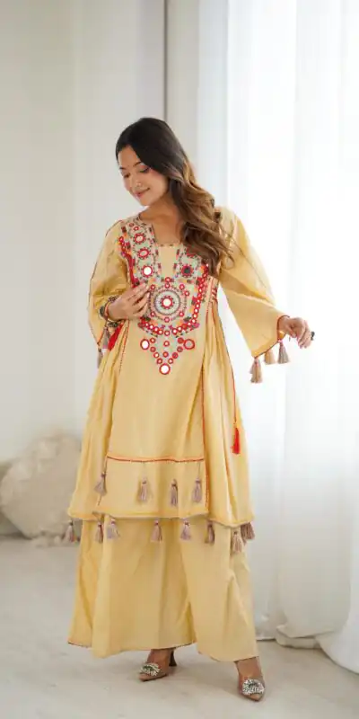 SRK 5286 Cream in Khadi Cotton Mirror Work & Embroidery Work Salwar Suit . Now at just ₹2099. Delivery 4-6 Working Days. Shop now. | Casual Suits, Jump Suits, Creative suits, Designer Suits, Palazzo Suits, Party Wear Suits, Patiala Suits, Salwar suit, Straight Suits