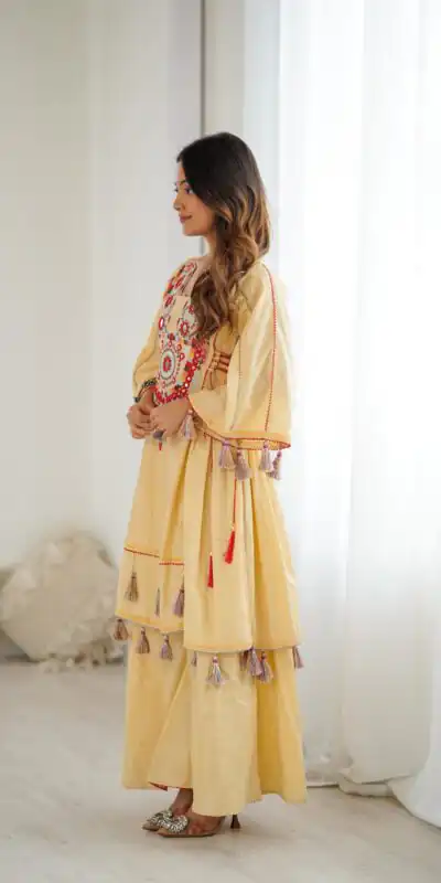 SRK 5286 Cream in Khadi Cotton Mirror Work & Embroidery Work Salwar Suit . Now at just ₹2099. Delivery 4-6 Working Days. Shop now. | Casual Suits, Jump Suits, Creative suits, Designer Suits, Palazzo Suits, Party Wear Suits, Patiala Suits, Salwar suit, Straight Suits