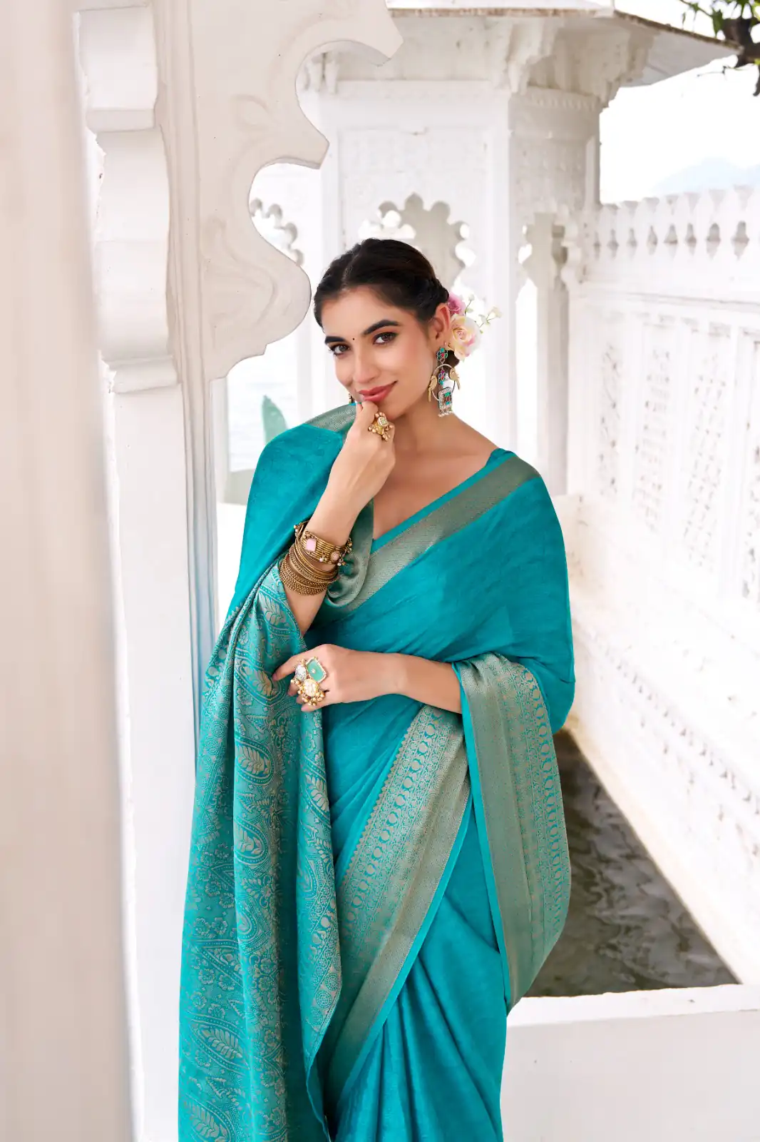 YNF 7902 Firozi Color Chinon Printed With Zari Weaving Work Saree With Zari Work. Best Price ₹1549. Delivery 4-6 Working Days. Shop now. | Embroidered Sarees, Bollywood Sarees, Creative Sarees, Designer Sarees, Ethnic Saree, Modern Digital sarees, Party Wear Sarees, Sarees