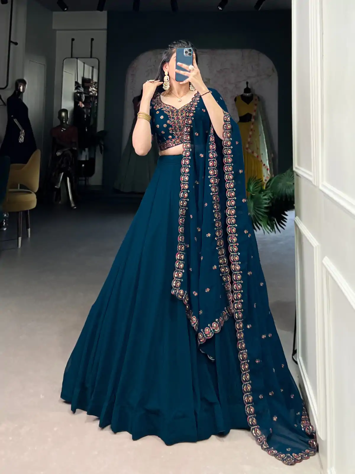 LNB 1416 Firozi Color Georgette Plain Lehenga Choli Wedding, Party, Festive, Events Etc. Delivery 4-6 Working Days Rs 3999 | Bollywood Lehenga, Creative Lehenga, Designer Lehenga, Embroidered Lehenga, Lehenga, Party Wear Lehenga