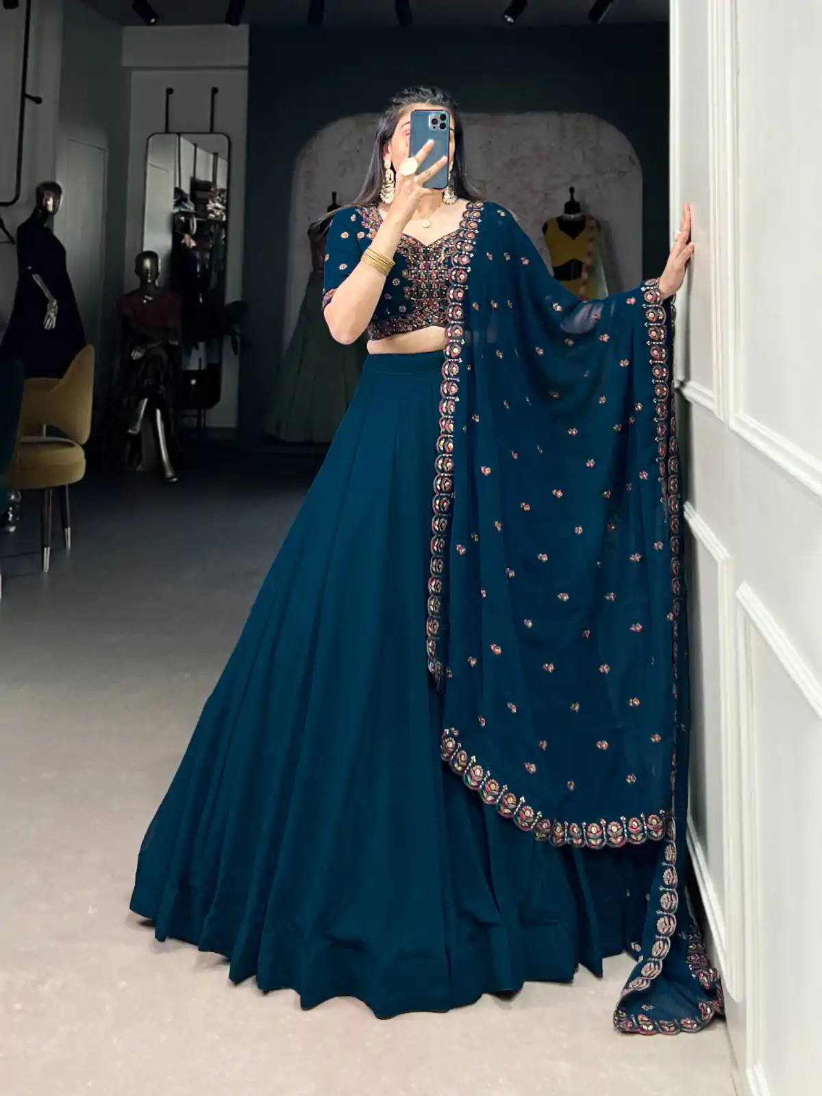 LNB 1416 Firozi Color Georgette Plain Lehenga Choli Wedding, Party, Festive, Events Etc. Delivery 4-6 Working Days Rs 3999 | Bollywood Lehenga, Creative Lehenga, Designer Lehenga, Embroidered Lehenga, Lehenga, Party Wear Lehenga