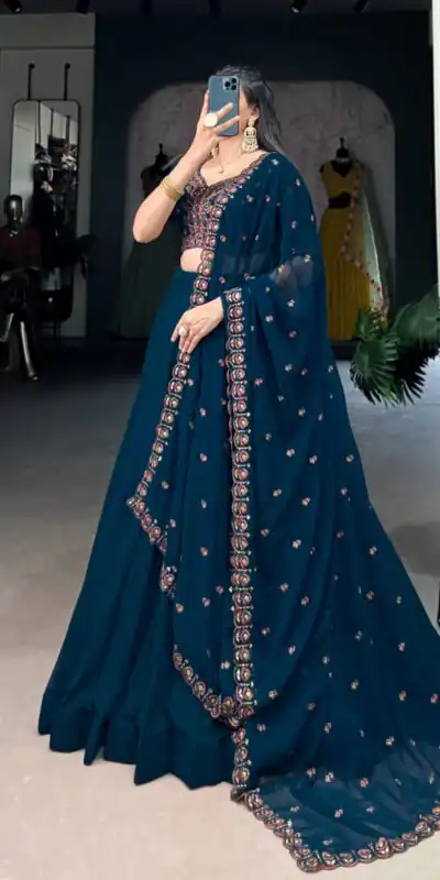 LNB 1416 Firozi Color Georgette Plain Lehenga Choli Wedding, Party, Festive, Events Etc. Delivery 4-6 Working Days Rs 3999 | Bollywood Lehenga, Creative Lehenga, Designer Lehenga, Embroidered Lehenga, Lehenga, Party Wear Lehenga