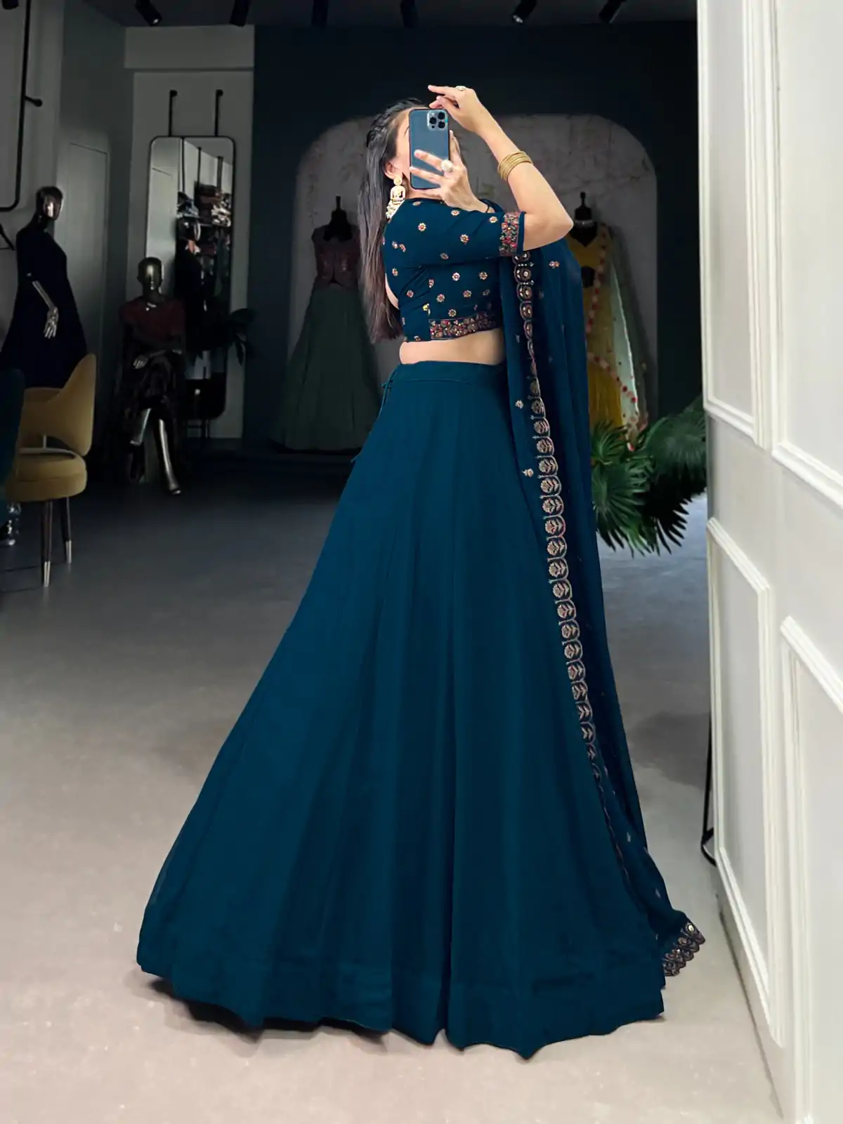 LNB 1416 Firozi Color Georgette Plain Lehenga Choli Wedding, Party, Festive, Events Etc. Delivery 4-6 Working Days Rs 3999 | Bollywood Lehenga, Creative Lehenga, Designer Lehenga, Embroidered Lehenga, Lehenga, Party Wear Lehenga