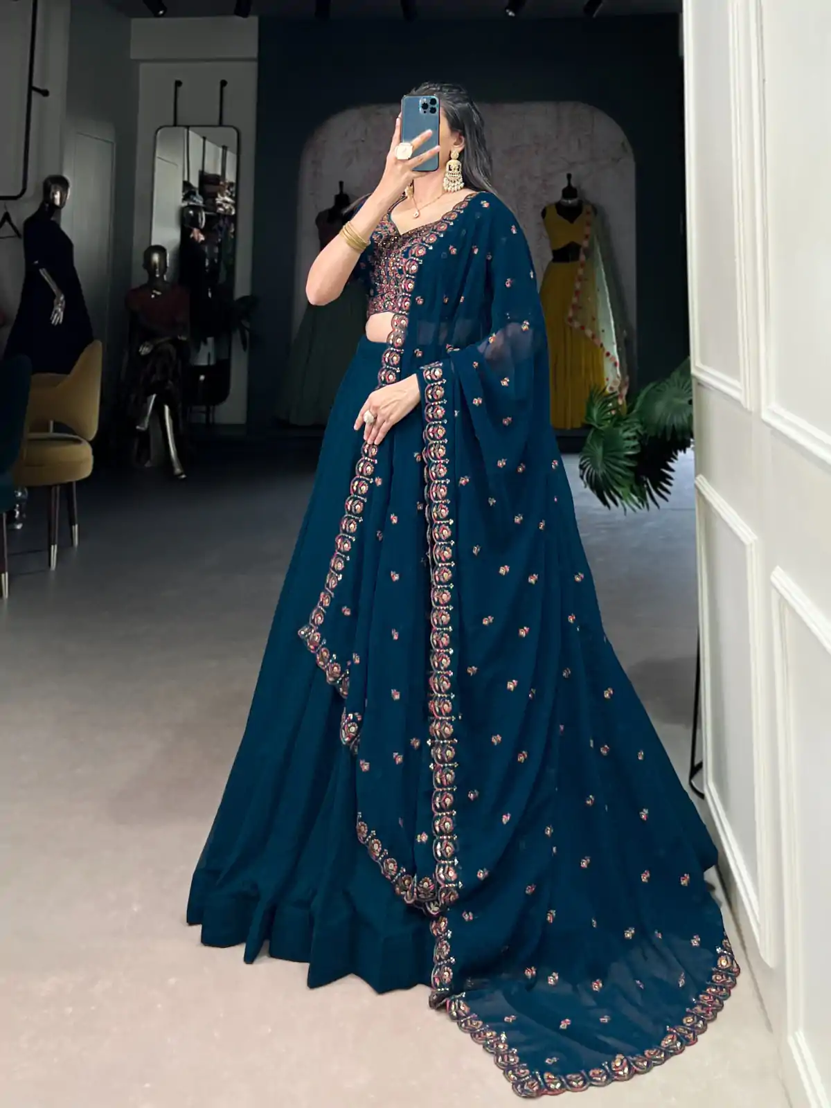 LNB 1416 Firozi Color Georgette Plain Lehenga Choli Wedding, Party, Festive, Events Etc. Delivery 4-6 Working Days Rs 3999 | Bollywood Lehenga, Creative Lehenga, Designer Lehenga, Embroidered Lehenga, Lehenga, Party Wear Lehenga
