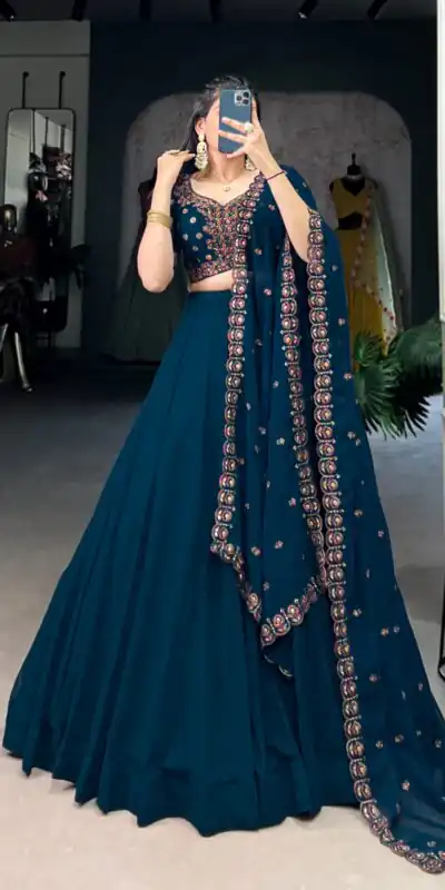 LNB 1416 Firozi Color Georgette Plain Lehenga Choli Wedding, Party, Festive, Events Etc. Delivery 4-6 Working Days Rs 3999 | Bollywood Lehenga, Creative Lehenga, Designer Lehenga, Embroidered Lehenga, Lehenga, Party Wear Lehenga