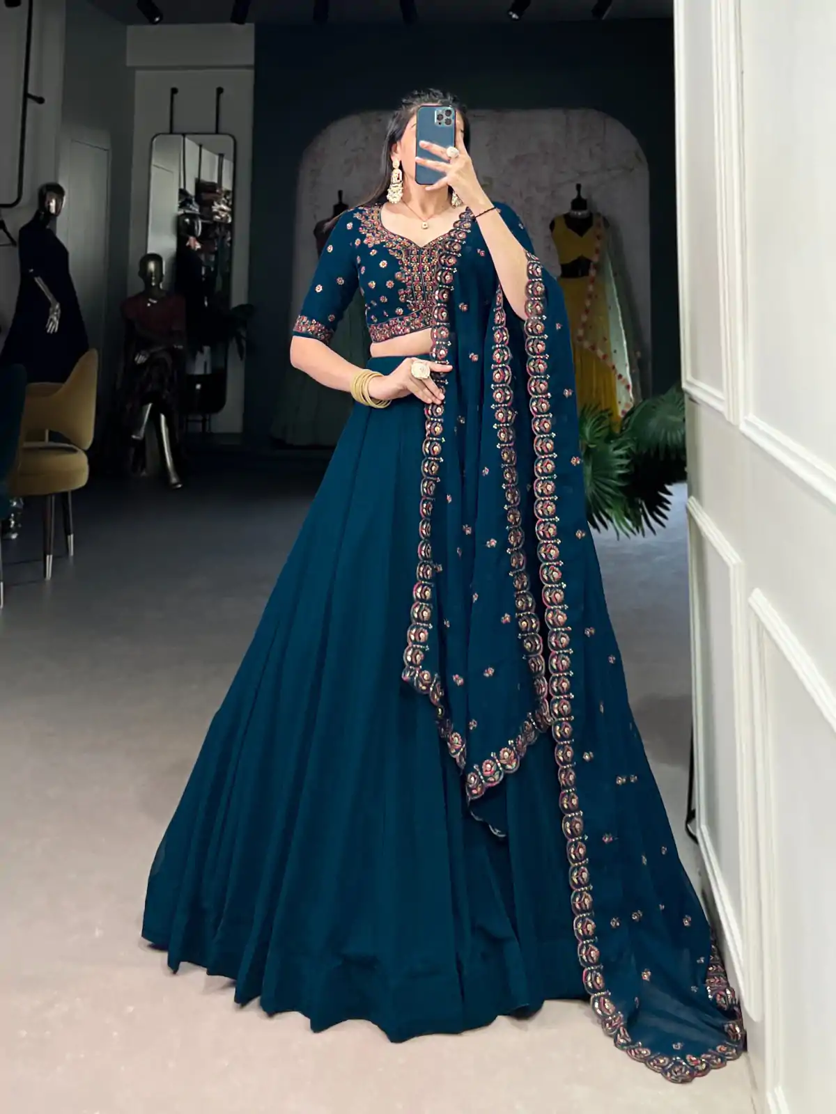 LNB 1416 Firozi Color Georgette Plain Lehenga Choli Wedding, Party, Festive, Events Etc. Delivery 4-6 Working Days Rs 3999 | Bollywood Lehenga, Creative Lehenga, Designer Lehenga, Embroidered Lehenga, Lehenga, Party Wear Lehenga