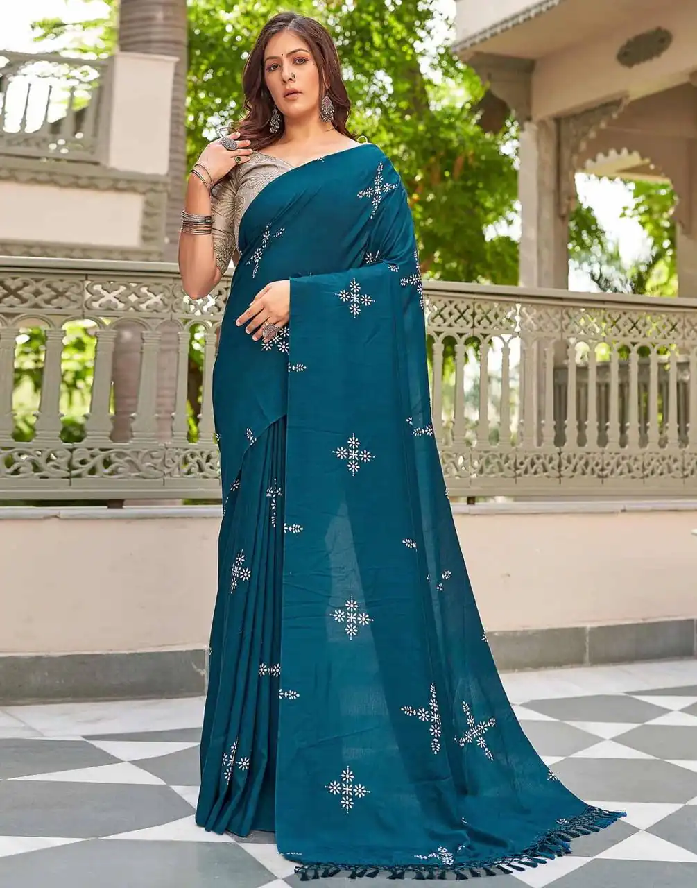 BT 1104 Firozi Natural silk with Thread Embroidery & Embroidery Work Saree . Now at just ₹1549. Delivery 4-6 Working Days. Shop now. | Creative Sarees, Embroidered Sarees, Bollywood Sarees, Designer Sarees, Ethnic Saree, Modern Digital sarees, Party Wear Sarees, Sarees