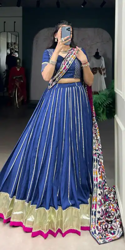 LNB 1658 Firozi Pure Chanderi with Zari Work & Gotta Patti Work Lehenga Choli . Introductory Price ₹3199. Delivery 4-6 Working Days. Shop now. | Bollywood Lehenga, Creative Lehenga, Designer Lehenga, Embroidered Lehenga, Lehenga, Party Wear Lehenga