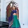 Firozi Pure Chanderi Zari Work Lehenga Choli