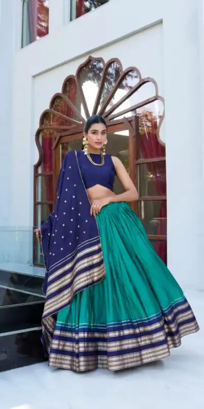 LNB 1908 Firozi in Pure Chanderi Zari Work & Lace Work Lehenga Choli . Special Price ₹2099. Delivery 4-6 Working Days. Shop now. | Bollywood Lehenga, Creative Lehenga, Designer Lehenga, Embroidered Lehenga, Lehenga, Party Wear Lehenga