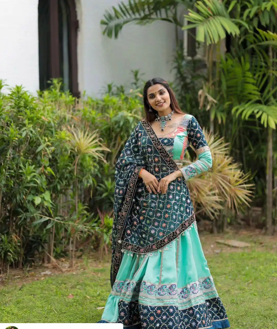 KF 1597 Firozi Silk with Cowrie Work & Embroidery Work Lehenga Choli . Grab it for ₹2599. Delivery 4-6 Working Days. Shop now. | Bollywood Lehenga, Creative Lehenga, Designer Lehenga, Embroidered Lehenga, Lehenga, Party Wear Lehenga