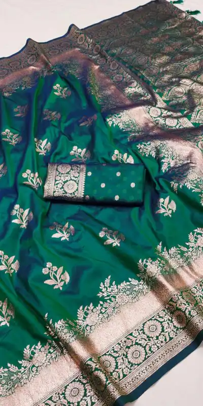 MB 39 Green in Color Banarasi silk Zari Work & Lace Work Saree . Introductory Price ₹1999. Delivery 4-6 Working Days. Shop now. | Creative Sarees, Embroidered Sarees, Bollywood Sarees, Designer Sarees, Ethnic Saree, Modern Digital sarees, Party Wear Sarees, Sarees