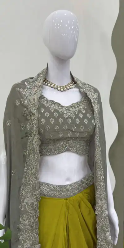 RTC 6493 Grey American Crep With Designer Work Dhoti Suit. Wedding, Party, Festive, Events Festive Deal ₹2149. Delivery 4-6 Working Days. Shop now. | Casual Suits, Jump Suits, Tops & Bottoms, Track Suits, Trendy Wear, Creative suits, Designer Suits, Palazzo Suits, Party Wear Suits, Patiala Suits, Salwar suit, Straight Suits