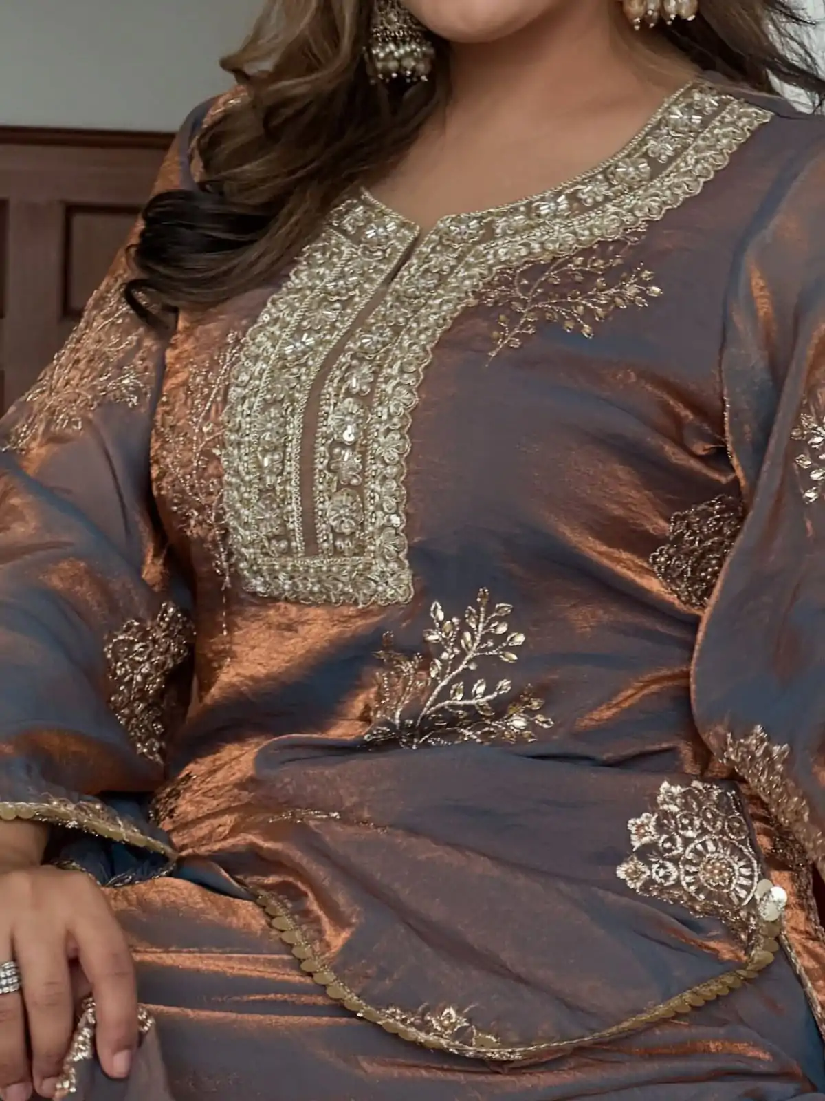 SSR 527 Grey Fendy Silk With Embroidery Work Salwar Suit in Embroidery Sequence Work. Exclusive Offer ₹2099. Delivery 4-6 Working Days | Casual Suits, Jump Suits, Creative suits, Designer Suits, Palazzo Suits, Party Wear Suits, Patiala Suits, Salwar suit, Straight Suits