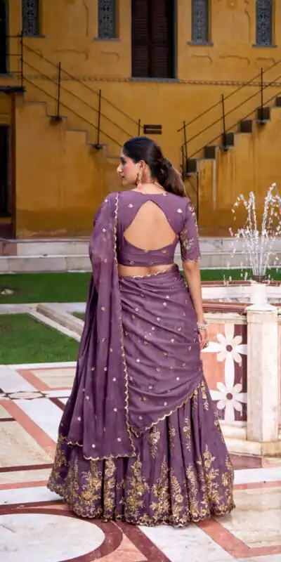 LNB 1451 Lavender Chocolate Crush with Embroidery Work & Sequins Work Lehenga Choli . Get it for ₹3499. Delivery 4-6 Working Days. Shop now. | Bollywood Lehenga, Creative Lehenga, Designer Lehenga, Embroidered Lehenga, Lehenga, Party Wear Lehenga