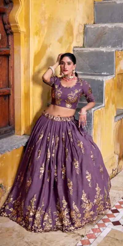 LNB 1451 Lavender Chocolate Crush with Embroidery Work & Sequins Work Lehenga Choli . Get it for ₹3499. Delivery 4-6 Working Days. Shop now. | Bollywood Lehenga, Creative Lehenga, Designer Lehenga, Embroidered Lehenga, Lehenga, Party Wear Lehenga