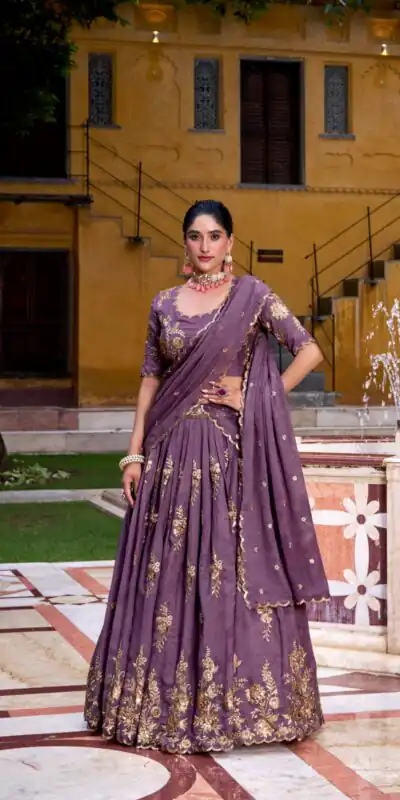 LNB 1451 Lavender Chocolate Crush with Embroidery Work & Sequins Work Lehenga Choli . Get it for ₹3499. Delivery 4-6 Working Days. Shop now. | Bollywood Lehenga, Creative Lehenga, Designer Lehenga, Embroidered Lehenga, Lehenga, Party Wear Lehenga