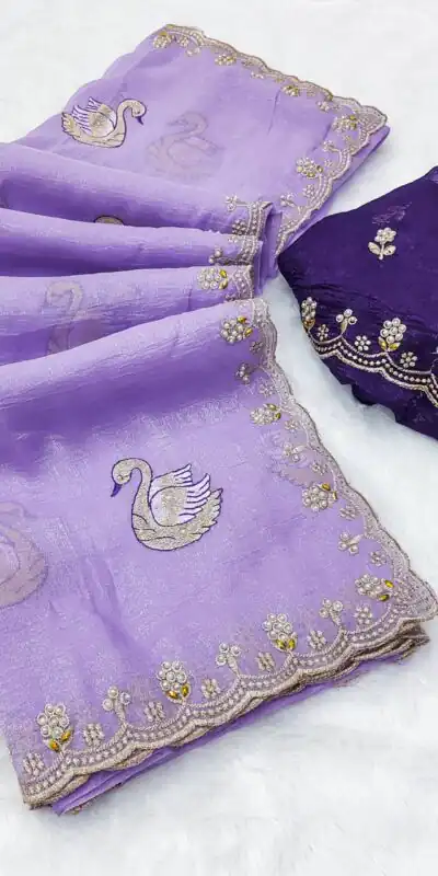 BT 1284 Lavender Crunchy Chiffon Saree Perfect for Wedding, Party, Ethnic Day, Ganesh Chaturthi, Sangeet . Best Price ₹1799. Delivery 4-6 Working Days | Embroidered Sarees, Bollywood Sarees, Creative Sarees, Designer Sarees, Ethnic Saree, Modern Digital sarees, Party Wear Sarees, Sarees