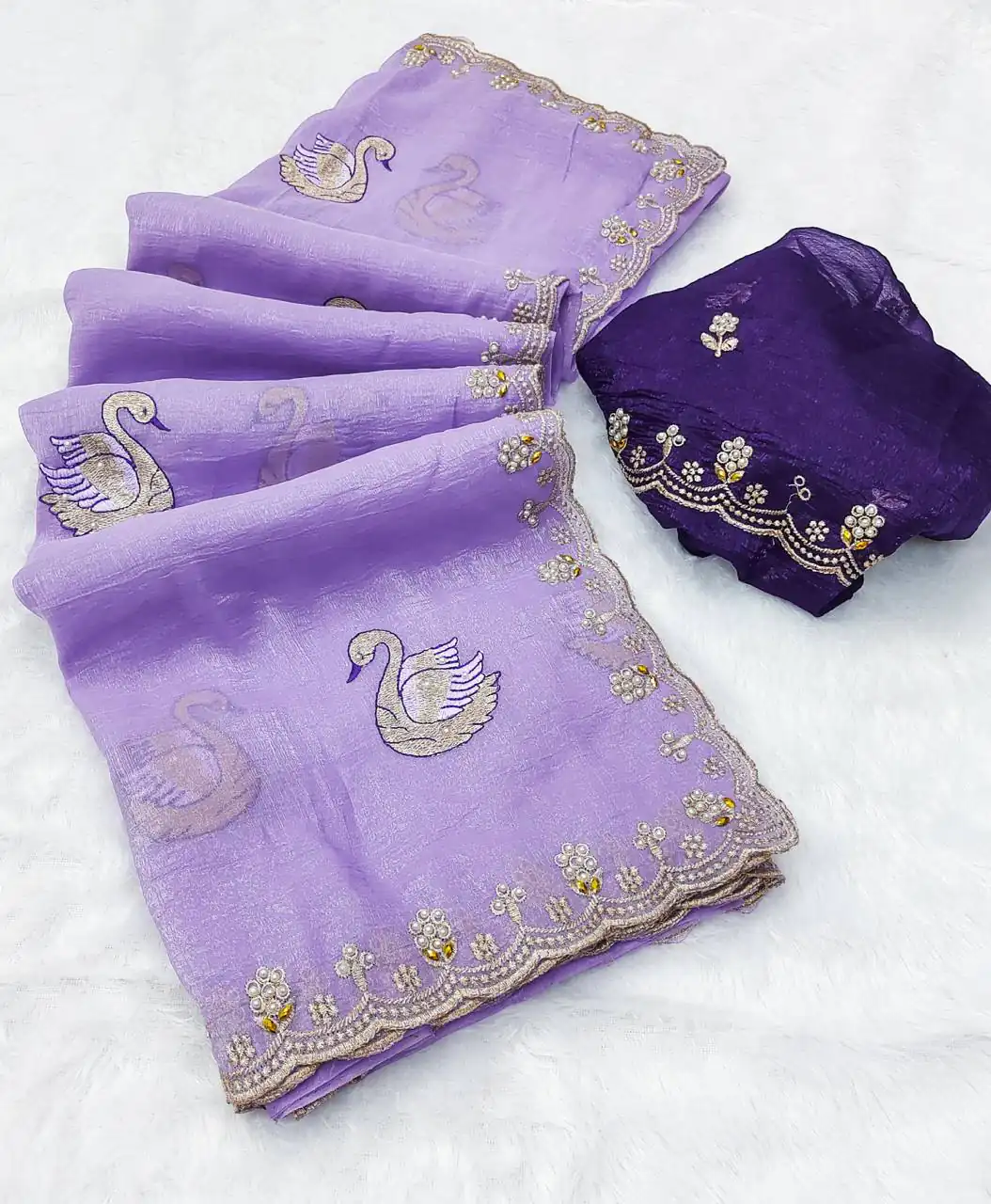 BT 1284 Lavender Crunchy Chiffon Saree Perfect for Wedding, Party, Ethnic Day, Ganesh Chaturthi, Sangeet . Best Price ₹1799. Delivery 4-6 Working Days | Embroidered Sarees, Bollywood Sarees, Creative Sarees, Designer Sarees, Ethnic Saree, Modern Digital sarees, Party Wear Sarees, Sarees