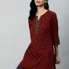 INLI Blush 2.0 Maroon Cotton Printed Designer Work Kurti in . Wedding, Party, Festive, Events, Special Price ₹1269. Delivery 4-6 Working Days. Shop now. | Bollywood Kurti, Creative Kurtis, Designer Kurti, Kurti, Party Wear Kurti, Selfie Kurti