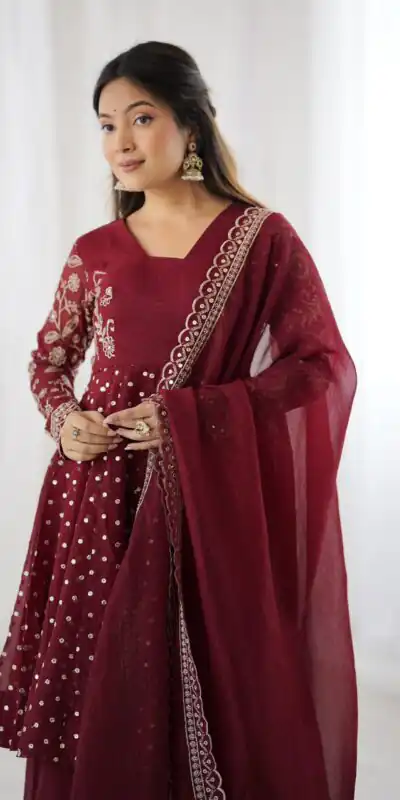 ZSR 3134 Maroon Crunchy Silk Salwar Suit Perfect for Wedding, Party, Sangeet, Anniversary, Housewarming Introductory Price ₹2399. Delivery 4-6 | Casual Suits, Jump Suits, Creative suits, Designer Suits, Palazzo Suits, Party Wear Suits, Patiala Suits, Salwar suit, Straight Suits