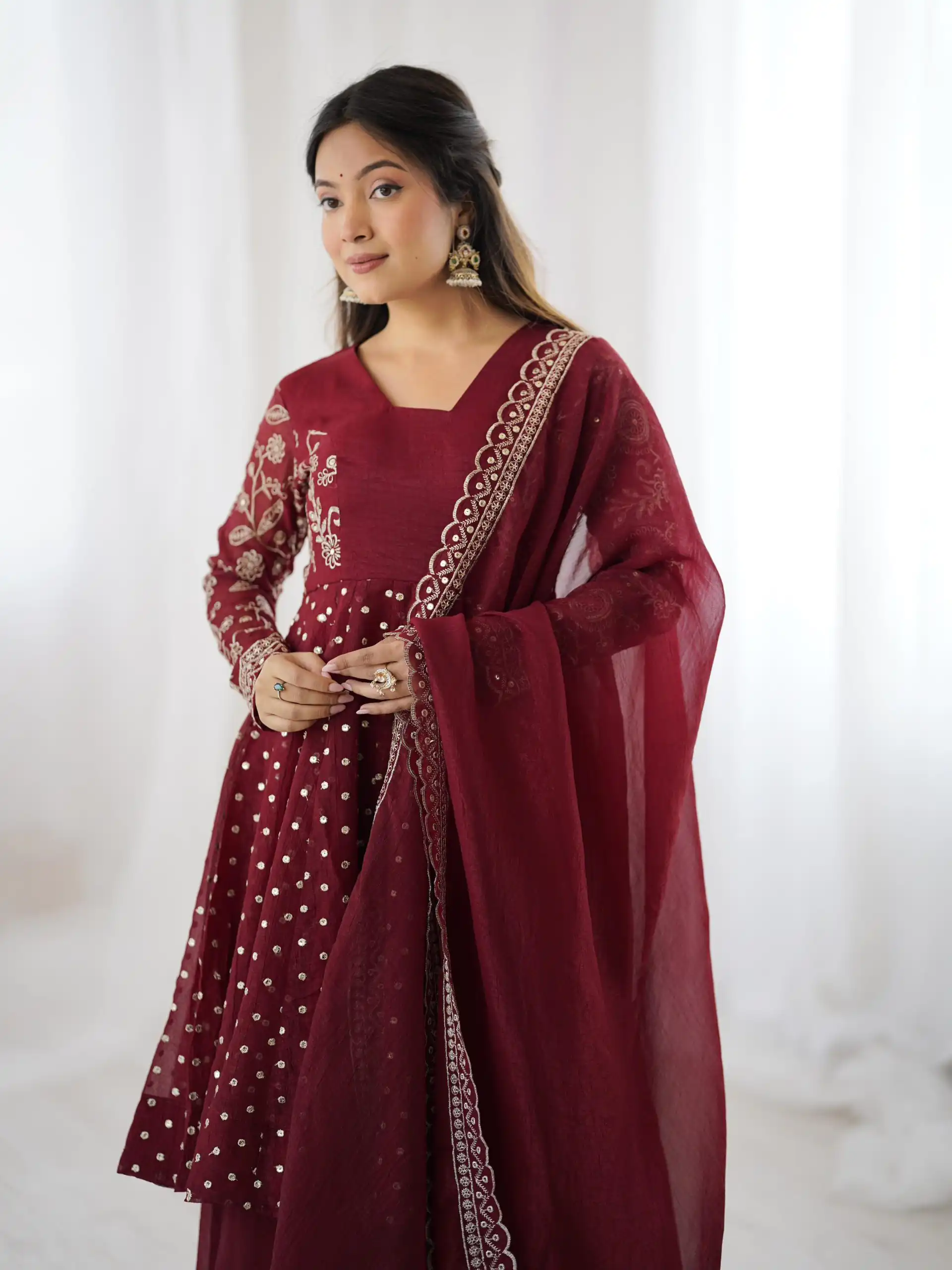 ZSR 3134 Maroon Crunchy Silk Salwar Suit Perfect for Wedding, Party, Sangeet, Anniversary, Housewarming Introductory Price ₹2399. Delivery 4-6 | Casual Suits, Jump Suits, Creative suits, Designer Suits, Palazzo Suits, Party Wear Suits, Patiala Suits, Salwar suit, Straight Suits