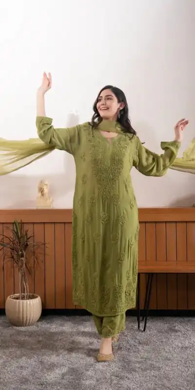 BE 394 Mehandi Georgette with Embroidery Work & Lace Work Salwar Suit . Available at ₹1849 only. Delivery 4-6 Working Days. Shop now. | Casual Suits, Jump Suits, Tops & Bottoms, Track Suits, Trendy Wear, Creative suits, Designer Suits, Palazzo Suits, Party Wear Suits, Patiala Suits, Salwar suit, Straight Suits