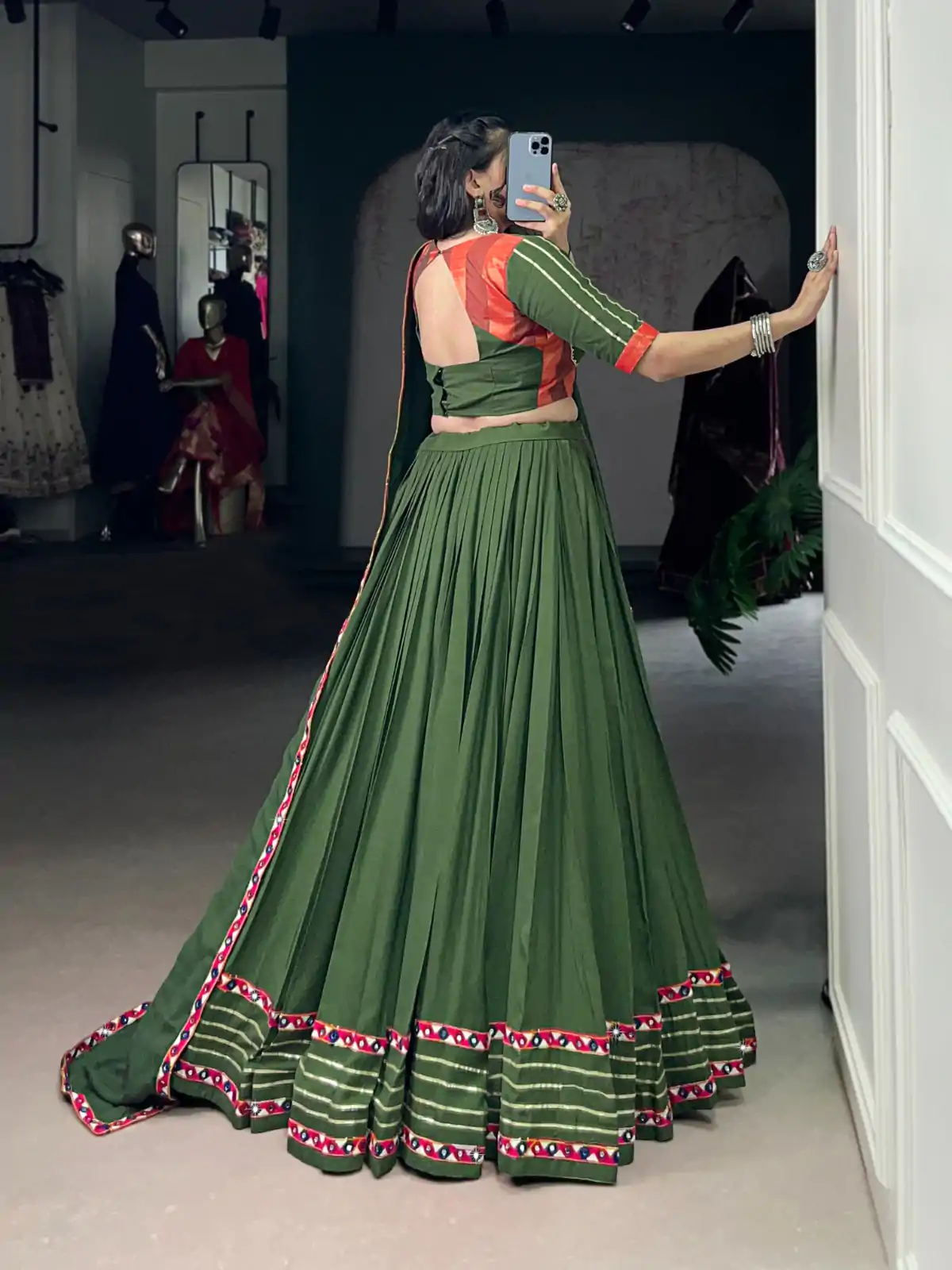LNB 1659 Mehendi Color Pure Rayon With Mirror Work & Gamthi Work. Lehenga Choli Price ₹4199.Introductory Delivery 4-6 Working Days. Shop now. | Creative Lehenga, Bollywood Lehenga, Designer Lehenga, Embroidered Lehenga, Lehenga, Party Wear Lehenga