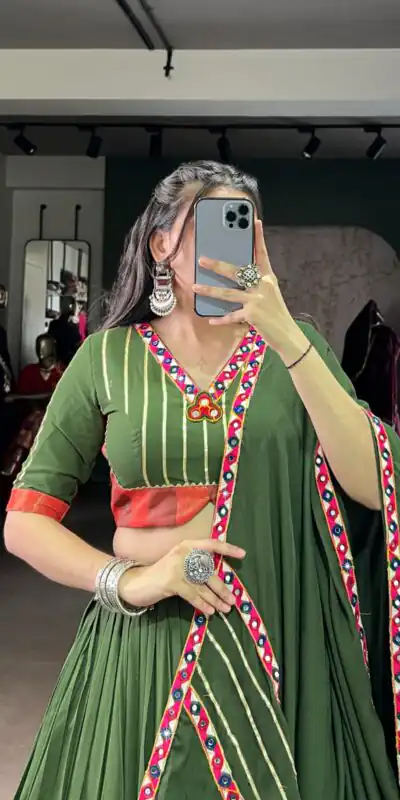 LNB 1659 Mehendi Color Pure Rayon With Mirror Work & Gamthi Work. Lehenga Choli Price ₹4199.Introductory Delivery 4-6 Working Days. Shop now. | Creative Lehenga, Bollywood Lehenga, Designer Lehenga, Embroidered Lehenga, Lehenga, Party Wear Lehenga