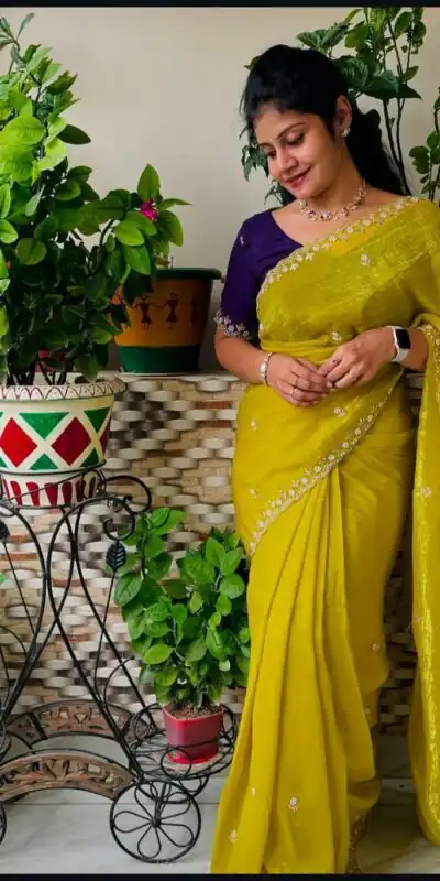 BT 1267 Mustard in Crunchy Chiffon Embroidery Work Saree . Wedding, Party, Festive, Events, Exclusive Offer ₹1749. Delivery 4-6 Working Days. Shop now. | Embroidered Sarees, Bollywood Sarees, Creative Sarees, Designer Sarees, Ethnic Saree, Modern Digital sarees, Party Wear Sarees, Sarees