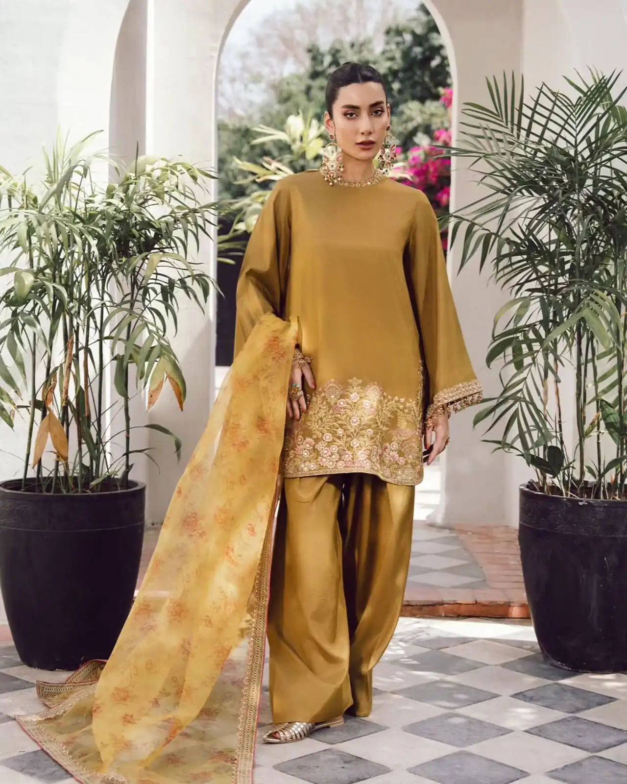 SSR 515 Mustard French Crep Silk With Embroidery Sequence Work with Digital Print & Lace Work Salwar Suit at ₹2099 only. Delivery 4-6 Days | Casual Suits, Jump Suits, Creative suits, Designer Suits, Palazzo Suits, Party Wear Suits, Patiala Suits, Salwar suit, Straight Suits