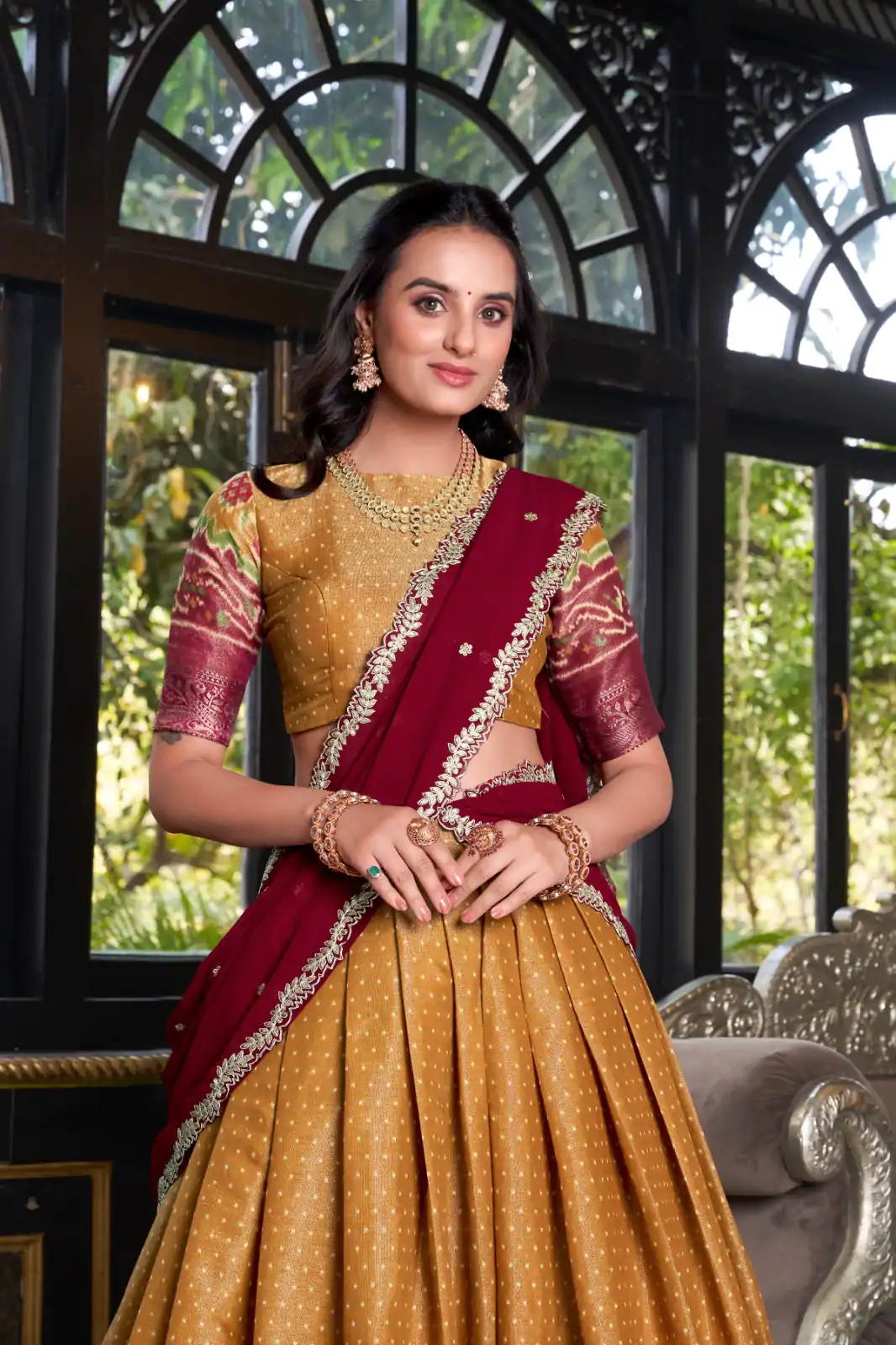 LNB 1240 Mustard Kanchipuram With Embroidery Work & Zari Work Lehenga Choli ₹2499 on Availablely. Delivery 4-6 Working Days. Shop now. | Creative Lehenga, Bollywood Lehenga, Designer Lehenga, Embroidered Lehenga, Lehenga, Party Wear Lehenga