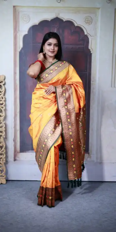 MB 18 Mustard Paithani Ajanta Lotus Saree Perfect for Wedding, Party, Lohri, Durga Puja, Eid – . Get it for ₹2449. Delivery 4-6 Working Days. Shop now. | Creative Sarees, Embroidered Sarees, Bollywood Sarees, Designer Sarees, Ethnic Saree, Modern Digital sarees, Party Wear Sarees, Sarees