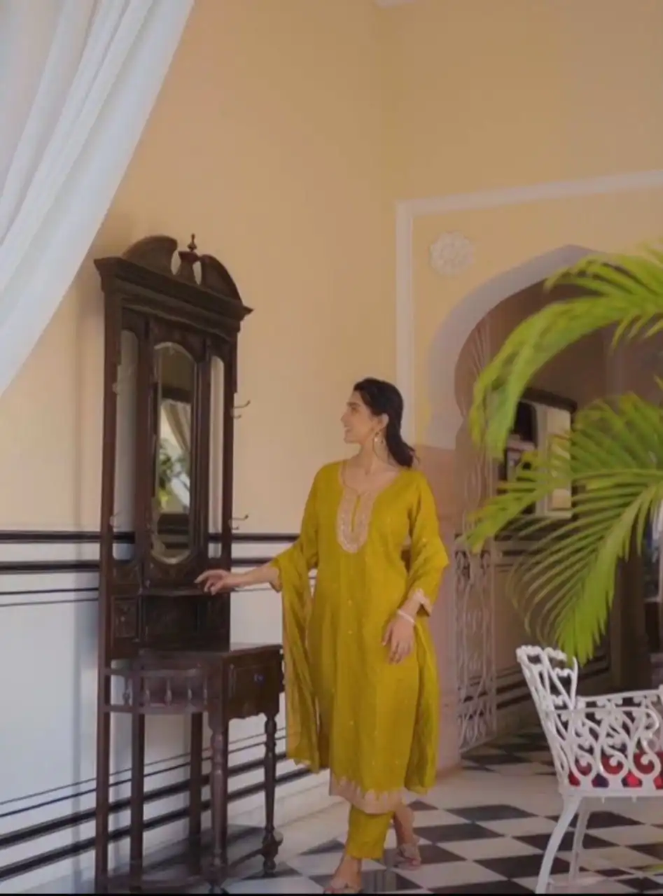 DC 106 Mustard Havy Pure Chinon Salwar Suit Perfect for Wedding, Party, Haldi, Onam, Baisakhi – . Festive Deal ₹1799. Delivery 4-6 Working Days. | Casual Suits, Jump Suits, Tops & Bottoms, Track Suits, Trendy Wear, Creative suits, Designer Suits, Palazzo Suits, Party Wear Suits, Patiala Suits, Salwar suit, Straight Suits