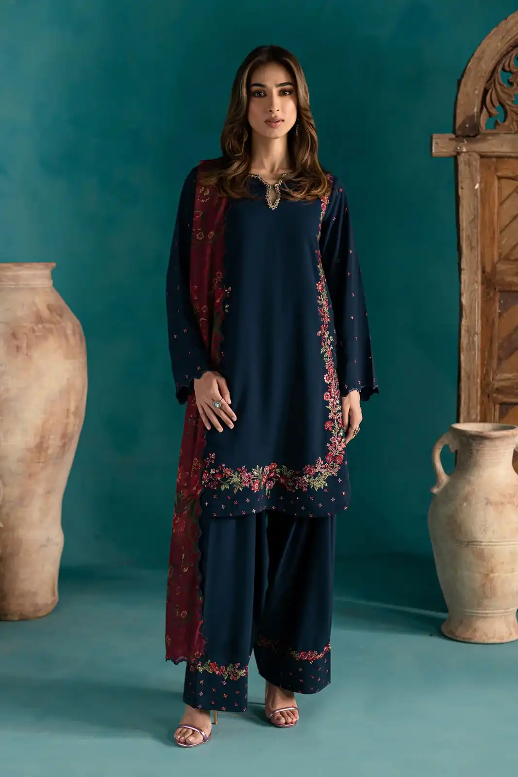 ZSR 3123 Navy Blue Pure Natural Crep Silk with Embroidery Work & Digital Print Salwar Suit . Now at just ₹2049. Delivery 4-6 Working Days. | Casual Suits, Jump Suits, Creative suits, Designer Suits, Palazzo Suits, Party Wear Suits, Patiala Suits, Salwar suit, Straight Suits