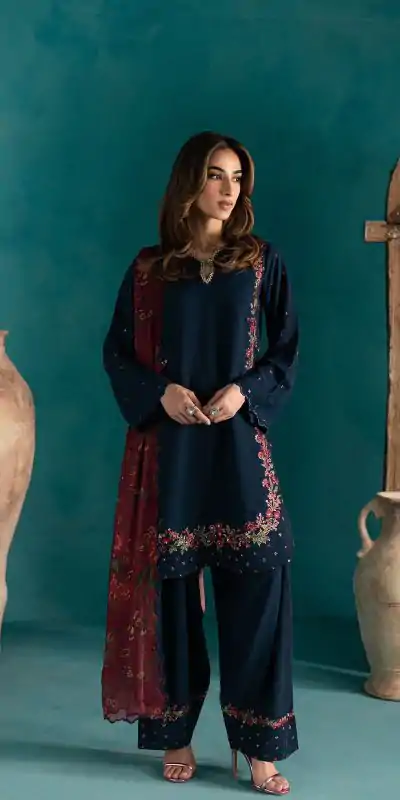ZSR 3123 Navy Blue Pure Natural Crep Silk with Embroidery Work & Digital Print Salwar Suit . Now at just ₹2049. Delivery 4-6 Working Days. | Casual Suits, Jump Suits, Creative suits, Designer Suits, Palazzo Suits, Party Wear Suits, Patiala Suits, Salwar suit, Straight Suits