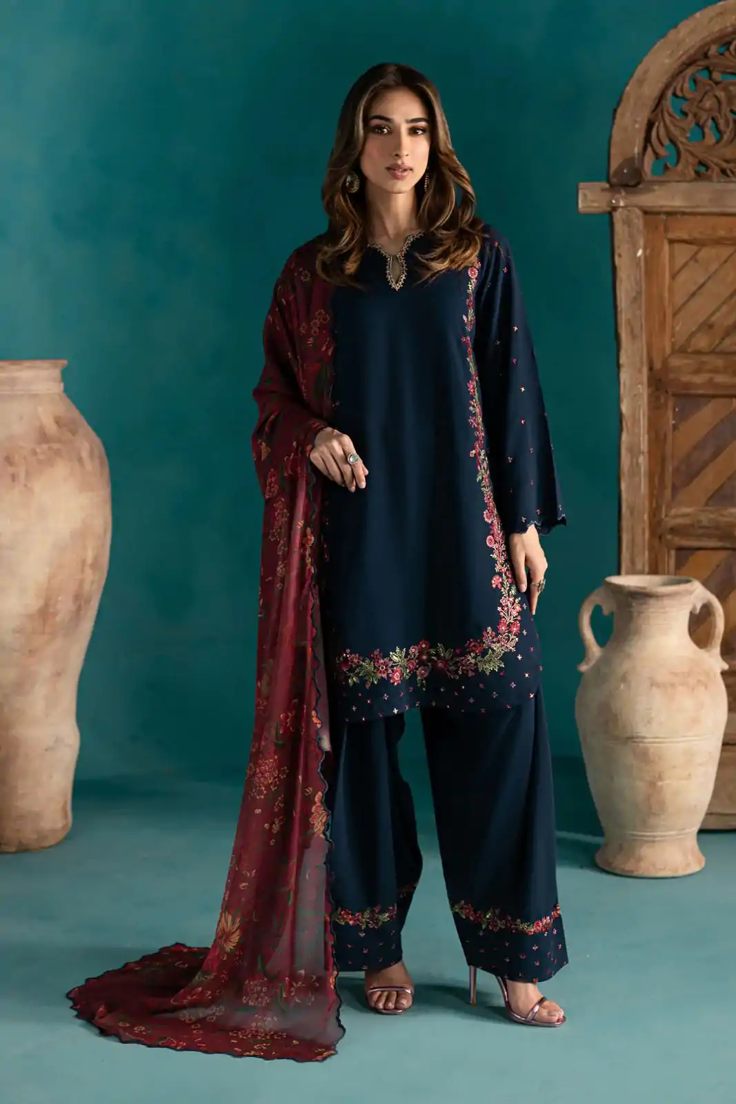ZSR 3123 Navy Blue Pure Natural Crep Silk with Embroidery Work & Digital Print Salwar Suit . Now at just ₹2049. Delivery 4-6 Working Days. | Casual Suits, Jump Suits, Creative suits, Designer Suits, Palazzo Suits, Party Wear Suits, Patiala Suits, Salwar suit, Straight Suits