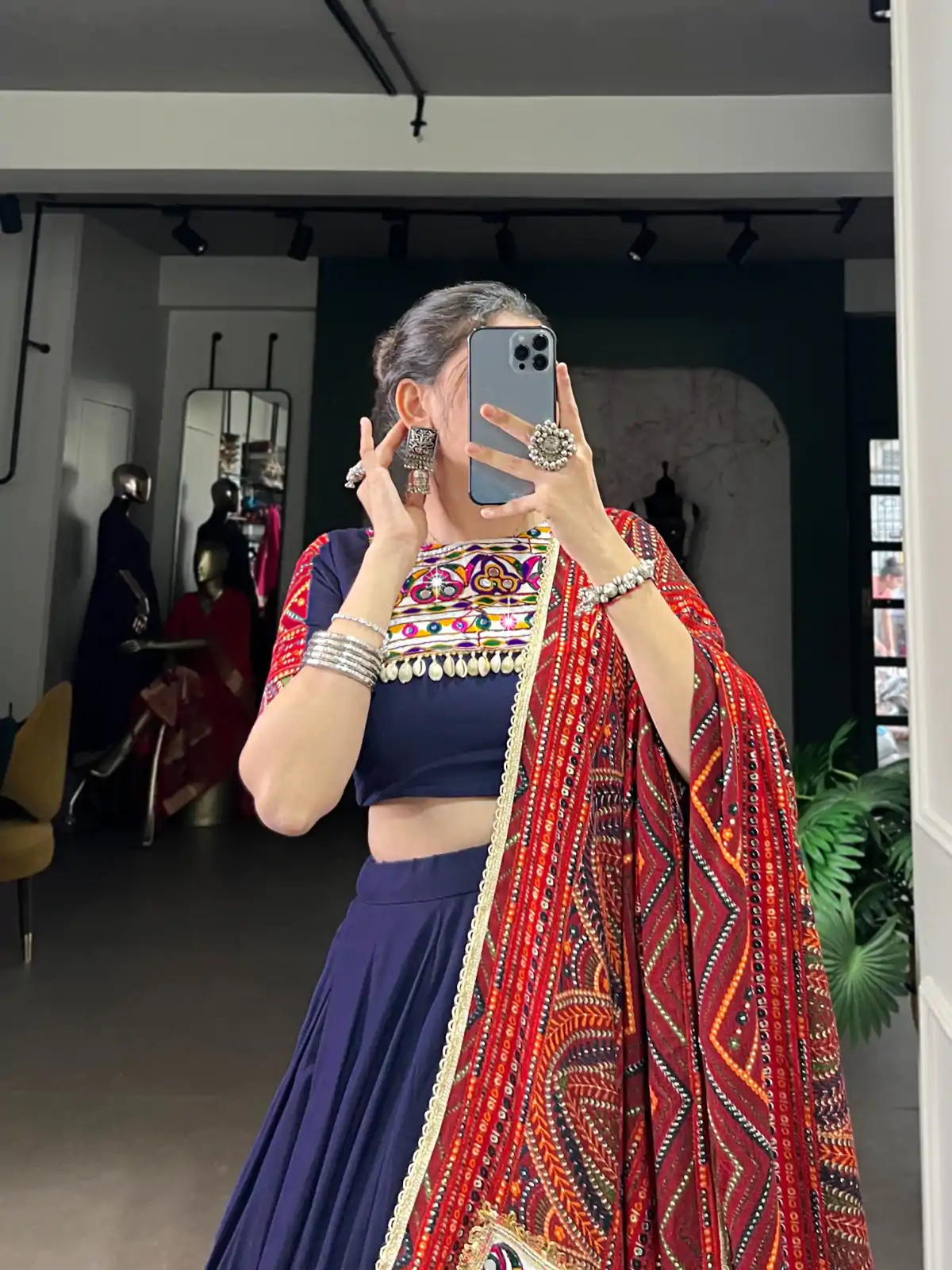 LNB 1661 Navy Blue Pure Rayon Mirror Work & Gamthi Work Lehenga Choli in . Affordable Price ₹4199. Delivery 4-6 Working Days. Shop now. | Creative Lehenga, Bollywood Lehenga, Designer Lehenga, Embroidered Lehenga, Lehenga, Party Wear Lehenga