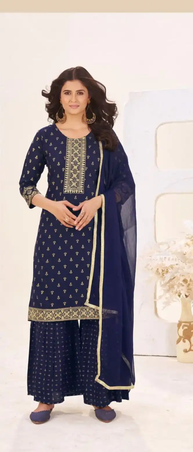 INLI Muskaan Navy Blue in Rayon Lace Work & Embroidery Work Salwar Suit. Festive Deal ₹1949. Delivery 4-6 Working Days. Shop now. | Casual Suits, Jump Suits, Creative suits, Designer Suits, Palazzo Suits, Party Wear Suits, Patiala Suits, Salwar suit, Straight Suits