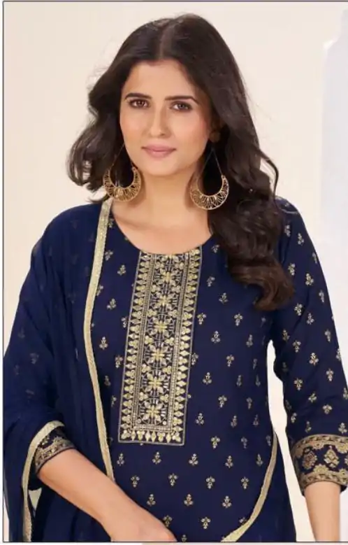 INLI Muskaan Navy Blue in Rayon Lace Work & Embroidery Work Salwar Suit. Festive Deal ₹1949. Delivery 4-6 Working Days. Shop now. | Casual Suits, Jump Suits, Creative suits, Designer Suits, Palazzo Suits, Party Wear Suits, Patiala Suits, Salwar suit, Straight Suits