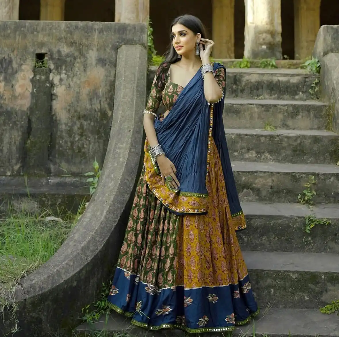 LG 648 Navy Blue Color Rayon Printed Mirror Work Lehenga Choli in Introductory Price ₹1999. Delivery 4-6 Working Days. Shop now. | Creative Lehenga, Bollywood Lehenga, Designer Lehenga, Embroidered Lehenga, Lehenga, Party Wear Lehenga