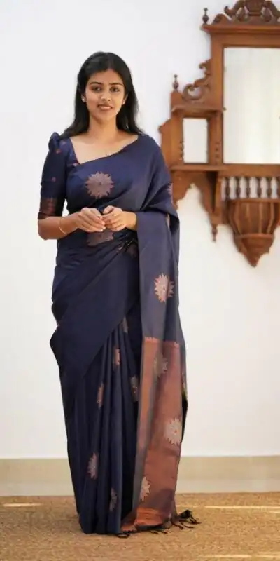 KP 5009 Navy Blue Soft Lichi Silk Saree Perfect for Wedding, Party, Pooja, Lohri, Reception . Special Price ₹1319. Delivery 4-6 Working Days. Shop | Embroidered Sarees, Bollywood Sarees, Creative Sarees, Designer Sarees, Ethnic Saree, Modern Digital sarees, Party Wear Sarees, Sarees