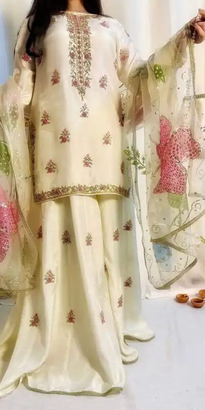 LG 2014 Off White Color Chinon with Embroidery Work Salwar Suit . Wedding, Party, Festive, Events, Get it for ₹1999. Delivery 4-6 Working Days. Shop now. | Casual Suits, Jump Suits, Creative suits, Designer Suits, Palazzo Suits, Party Wear Suits, Patiala Suits, Salwar suit, Straight Suits