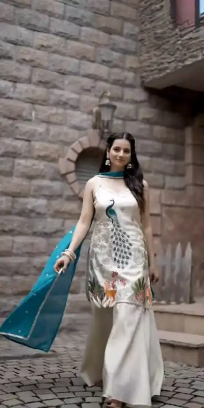 LG 1994 Off White Color French Crape Embroidery Work Salwar Suit Casual, Wedding, Festive, Events . Expected Delivery  4-6 Working Days @1999/- only      | Casual Suits, Jump Suits, Creative suits, Designer Suits, Palazzo Suits, Party Wear Suits, Patiala Suits, Salwar suit, Straight Suits