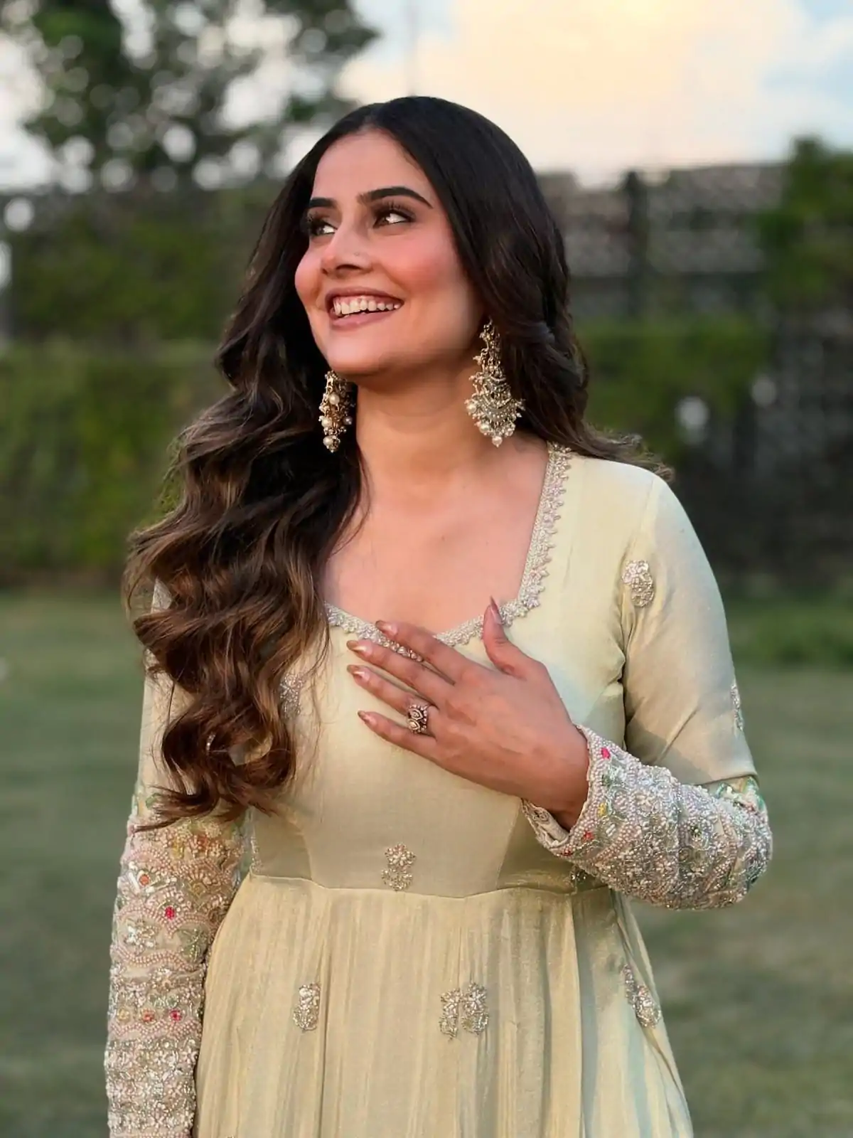 SSR 528 Off White Heavy Georgette With Heavy Embroidery Sequence Work Gown with Embroidery Work. Best Price ₹2399. Delivery 4-6 Working Days. | Bollywood Gowns, Creative Gowns, Designer Gowns, Embroidered Gowns, Gowns, Party Wear Gowns