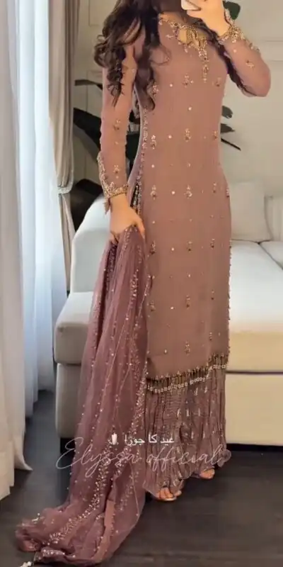 SRK 5264 Onion Georgette With Heavy Embroidery Sequence Work Salwar Suit Wedding, Party, Festive, Events, 4-6 Working Days Only 2049 | Casual Suits, Jump Suits, Tops & Bottoms, Track Suits, Trendy Wear, Creative suits, Designer Suits, Palazzo Suits, Party Wear Suits, Patiala Suits, Salwar suit, Straight Suits