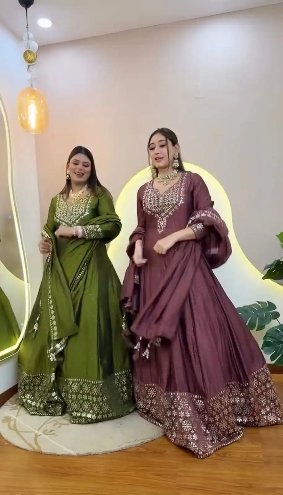 NSR 872 Onion Roman Simmer Silk With Fency Neck And Fecny Sleeve Gown with Embroidery Work & Lace Work. Available at ₹2449 only. Delivery 4-6 Wor | Bollywood Gowns, Creative Gowns, Designer Gowns, Embroidered Gowns, Gowns, Party Wear Gowns