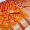 Orange Banarasi Silk Zari Lace Work Saree